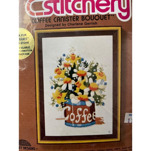 Jiffy Stitchery Coffee Canister Bouquet Needlepoint Kit Designed By Charlene Ger - Picture 2 of 14